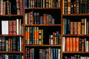 Shelves of academic books in a bookstore